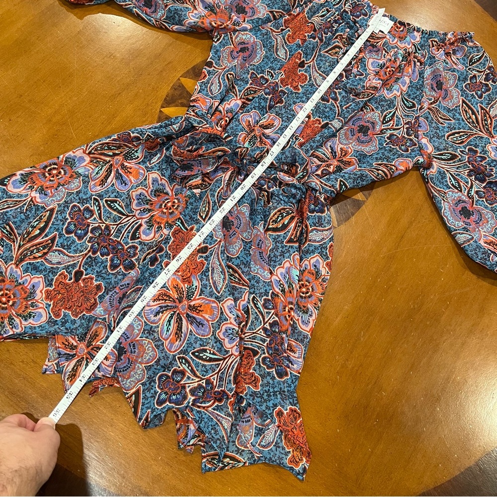 MISA Los Angeles Tara Floral Chiffon Faux Wrap Mini Dress Cerulean Small Revolve - Picture 16 of 16